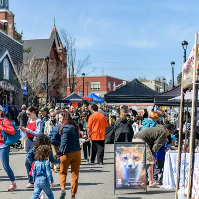residents walking around at maple festival outside