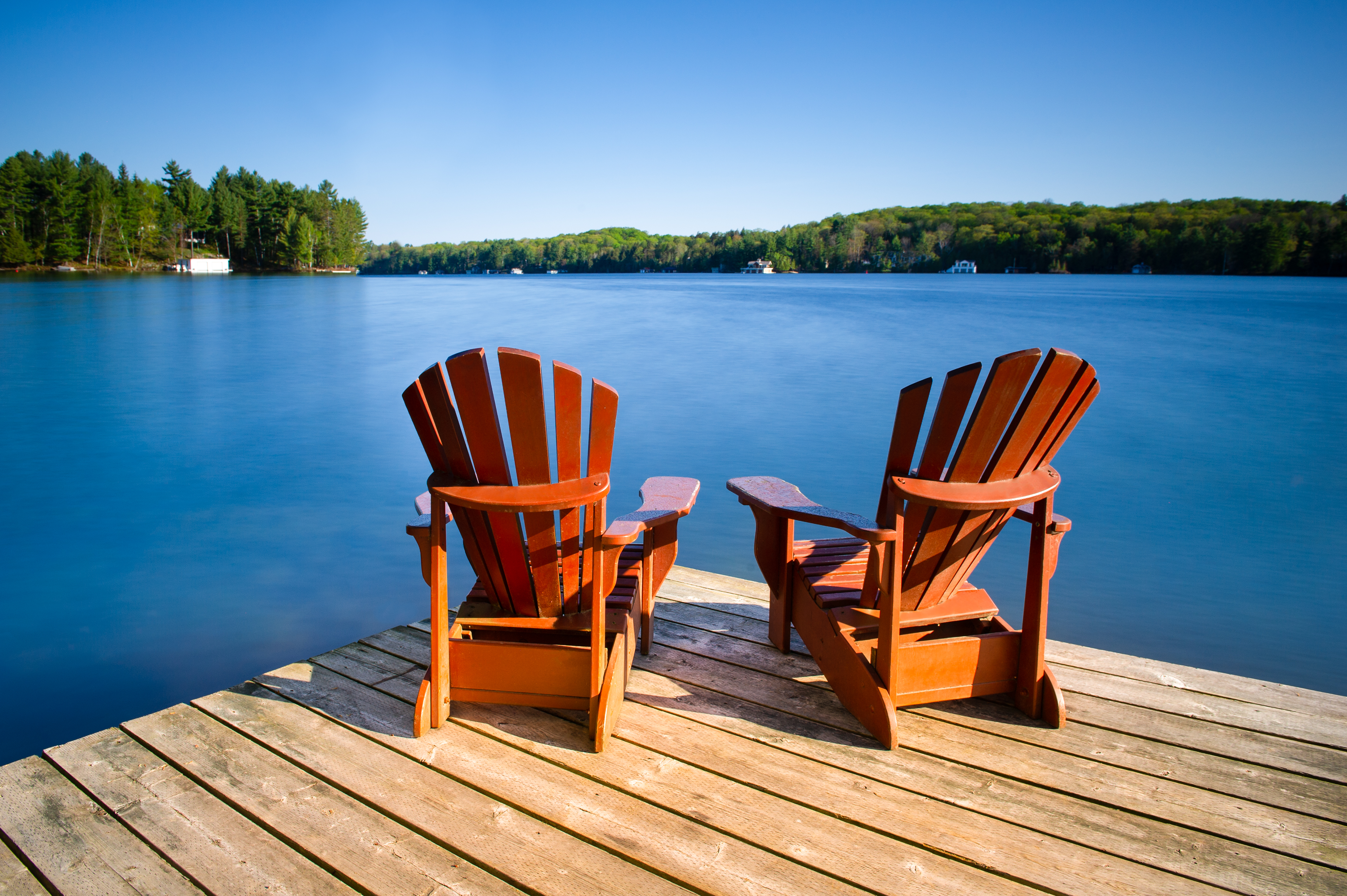 Dock and Chairs Overlooking Lake